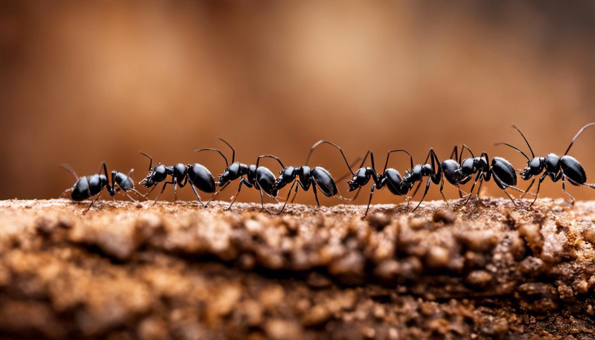 Image of ants marching in a line