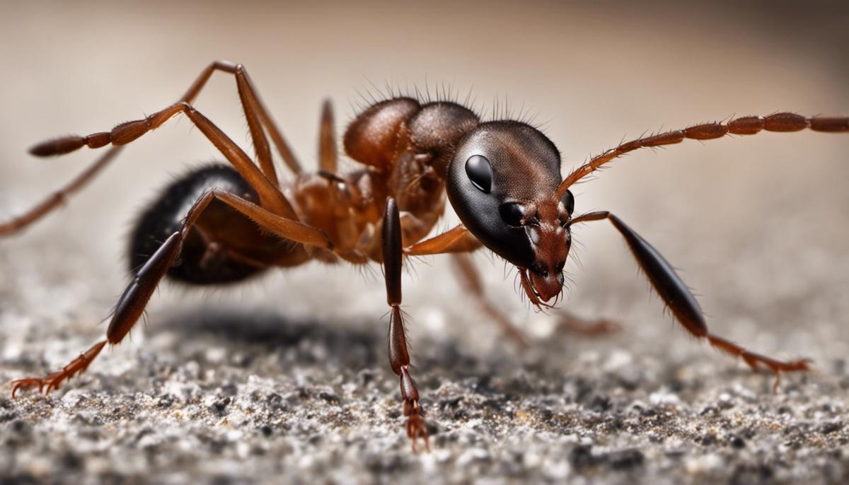 Illustration of a pavement ant crawling on the ground
